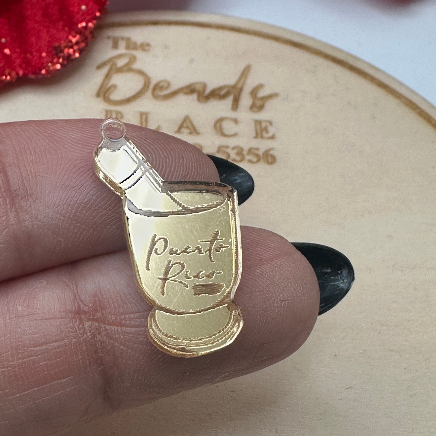 Pilón Pendant en Acrílico Espejo Dorado