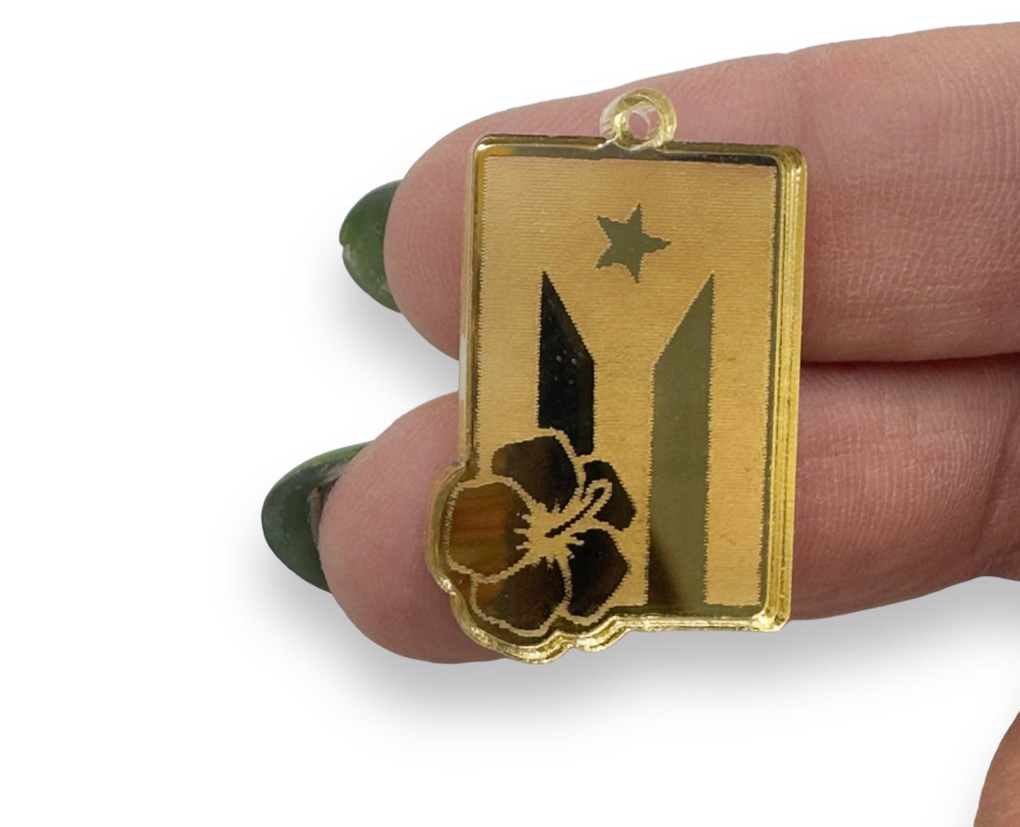 Bandera de Puerto Rico Acrílico Espejo Dorado