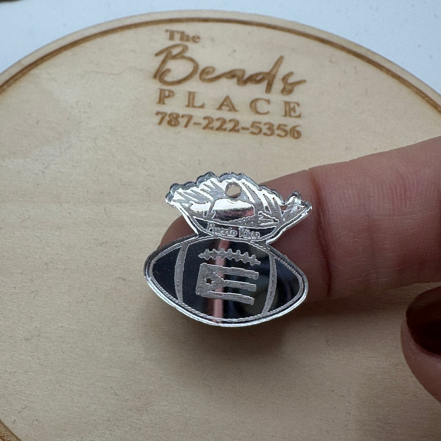 Charm de Bola de Football con pava en acrílico espejo espejo Plata