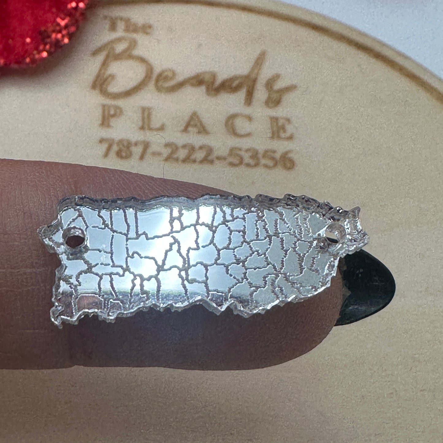 Mapa de Puerto Rico conector en Acrílico Espejo Plata