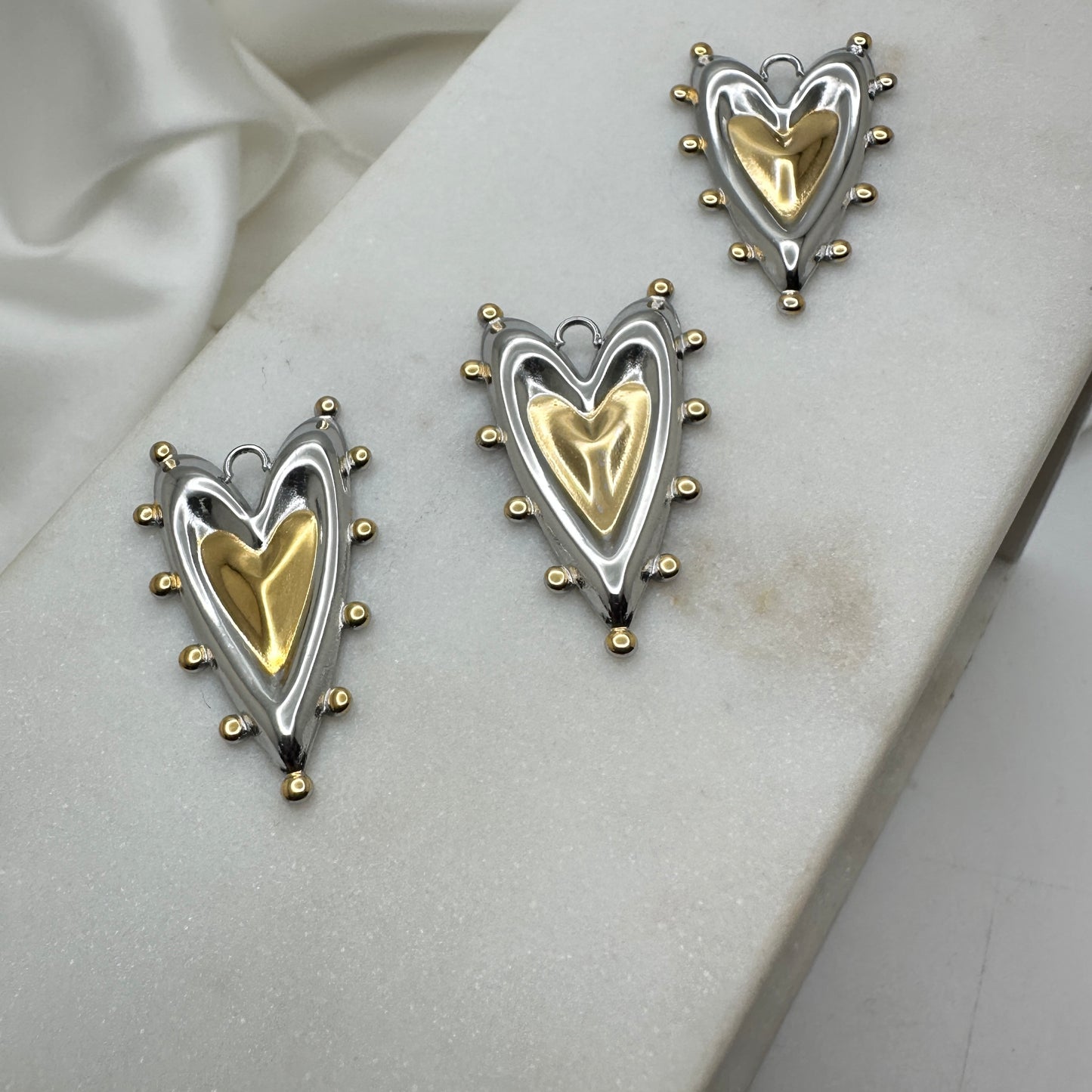 Charm Corazon dos Tonos en Stainless Steel