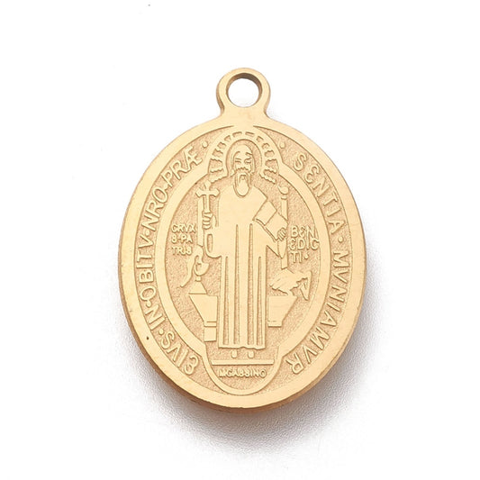 Medalla de San Benito en Stainless Steel Dorado