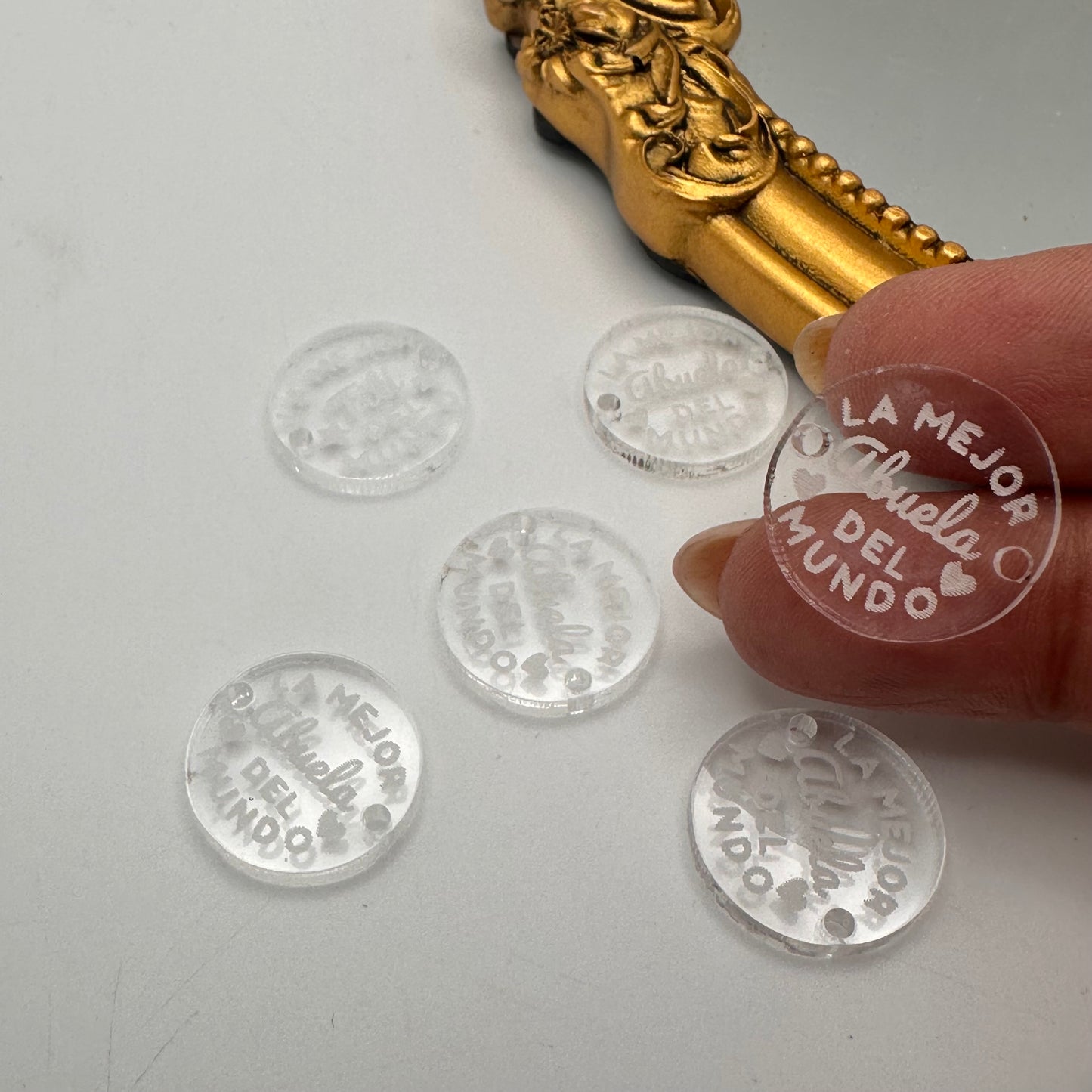 Acrílico Clear Conector con Mensaje la Mejor Abuela del Mundo