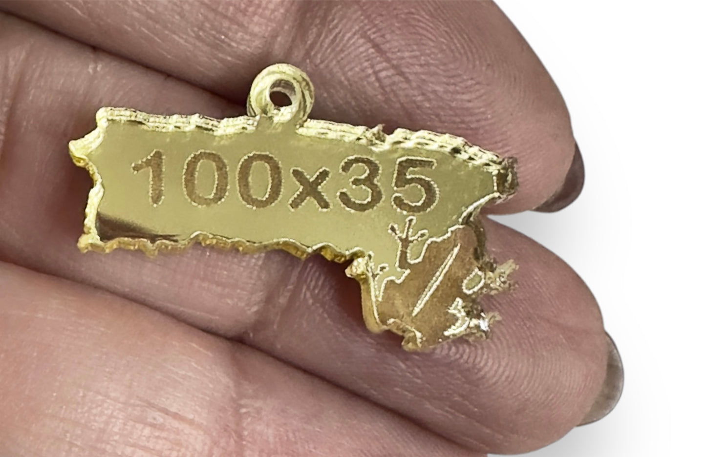 Mapa de Puerto Rico Acrílico Espejo con Frase “100x35 y coqui