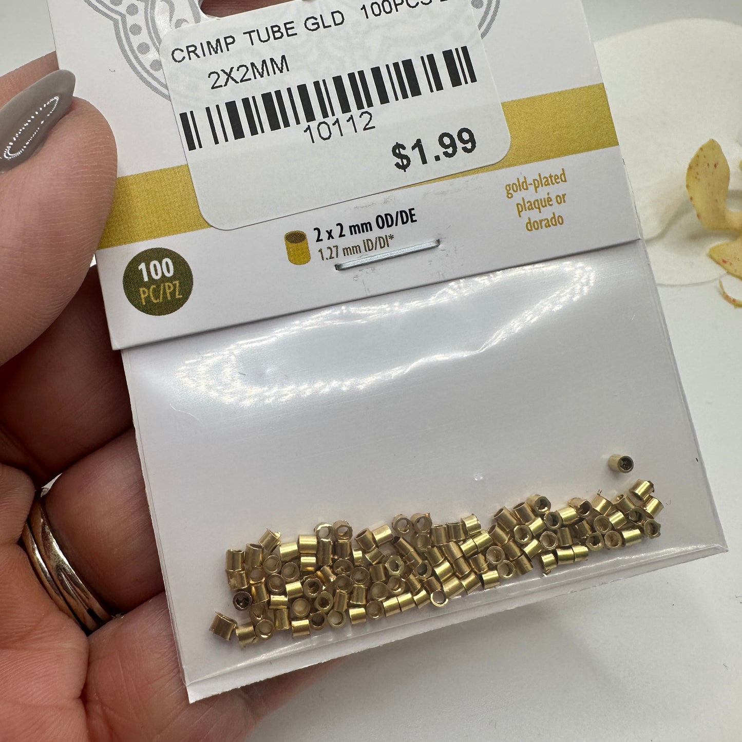 Crimp tube Gold Plated 2x2mm