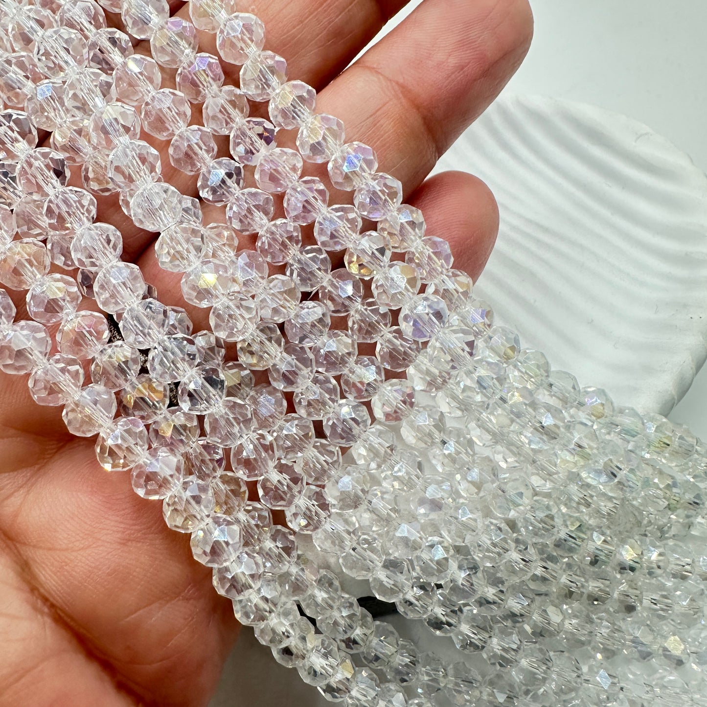 Cristal Rondel Clear AB (tornasol) 6 mm