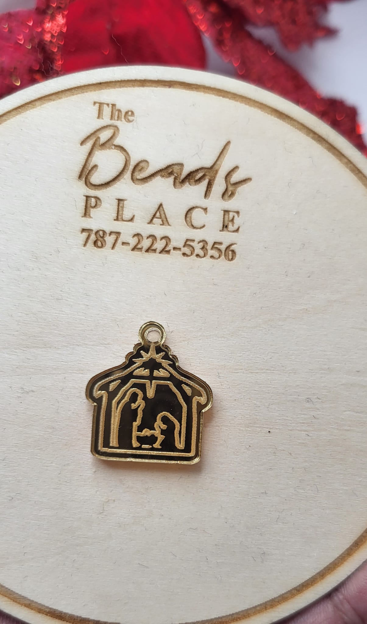 Nacimiento Pendant Acrilico Dorado Espejo