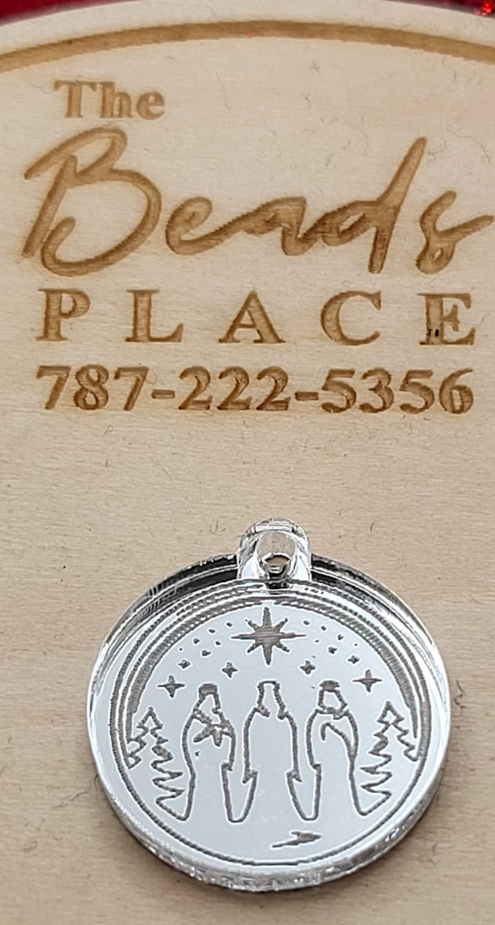 Reyes Magos Pendant Acrilico Plata Espejo