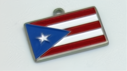 Bandera Puerto Rico Bordes Plateados Stainless Steel