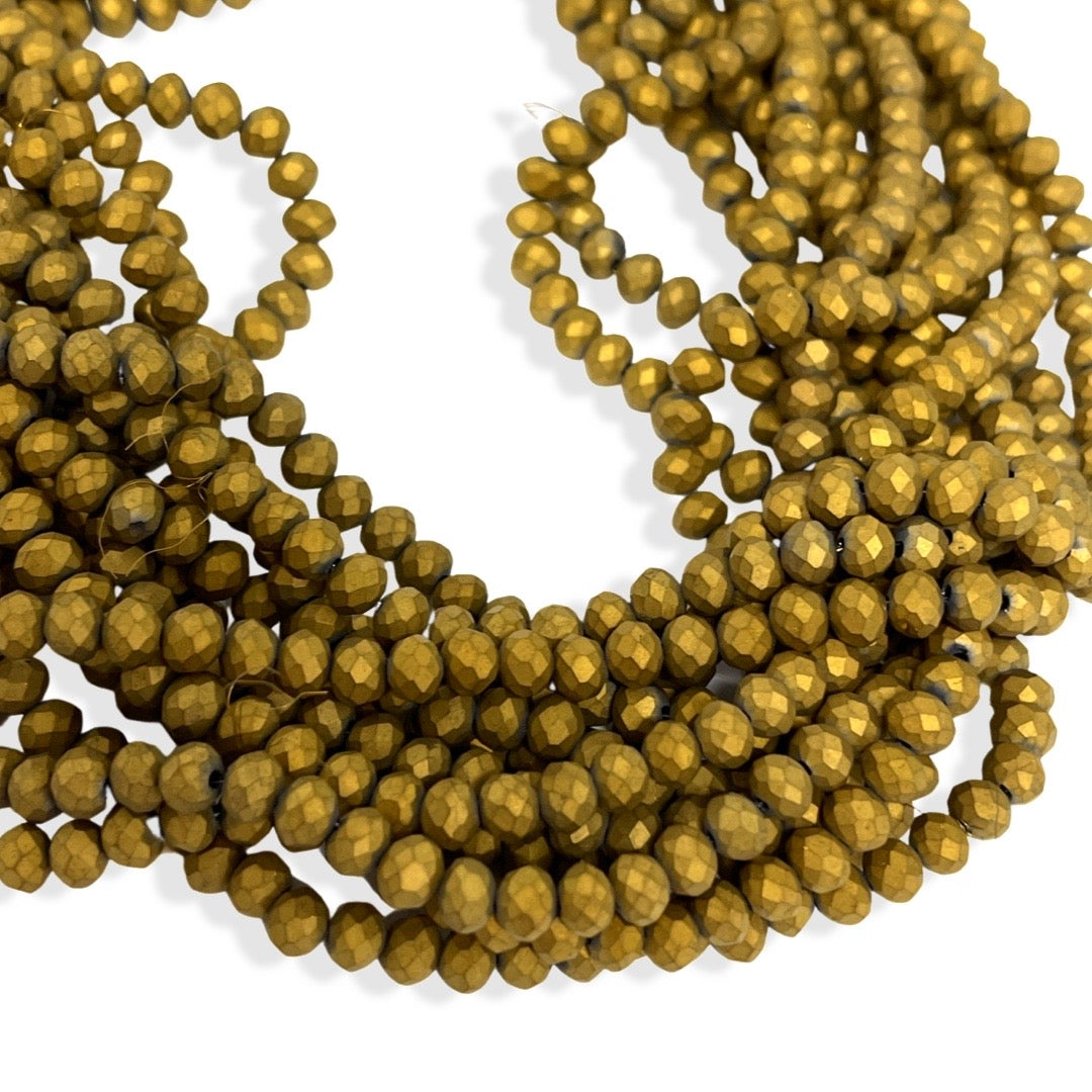 Cristal Rondelle Matte Dorado 6mm