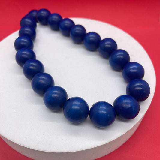 Beads Madera 20mm Azul Cobalto