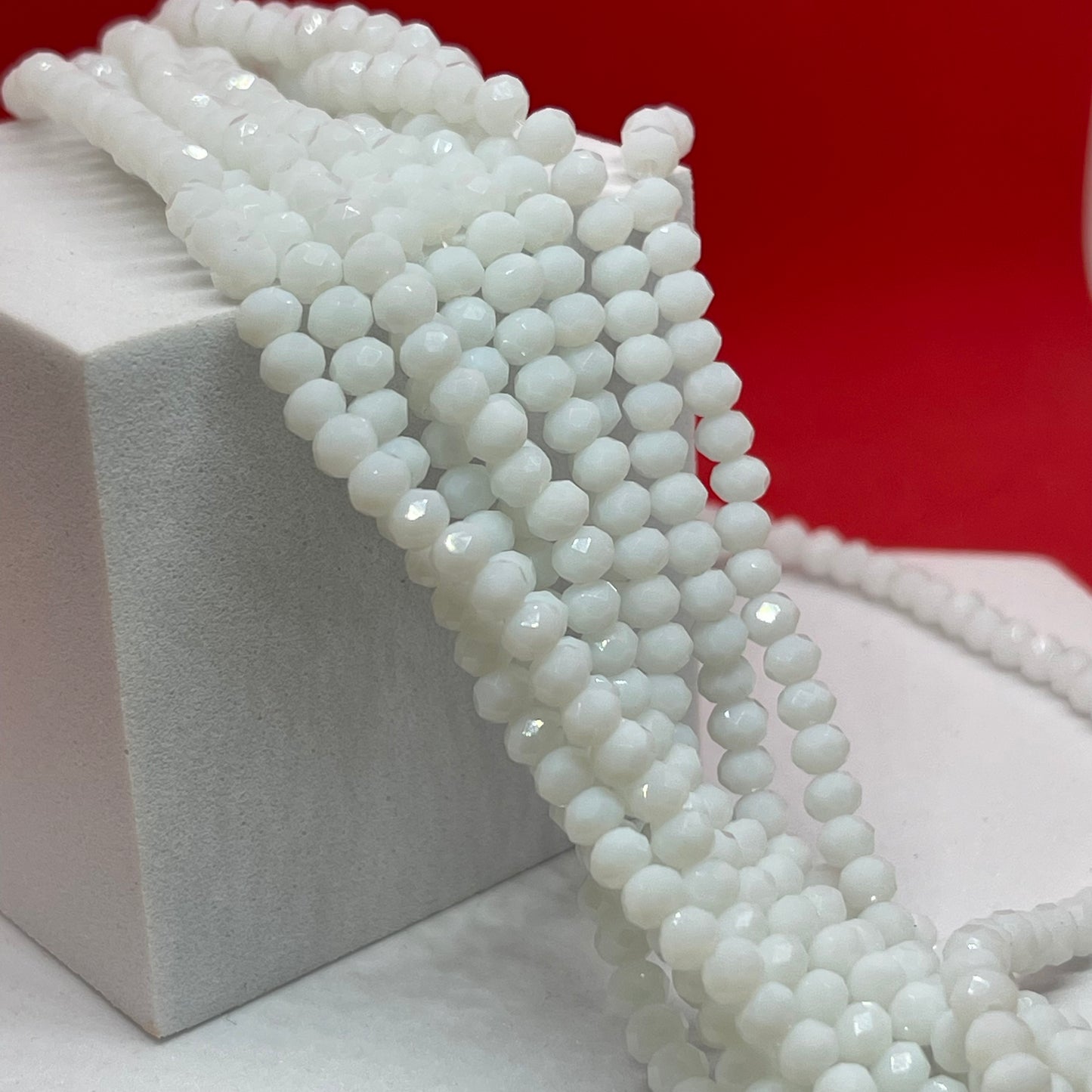 Cristal Rondelle Blanco