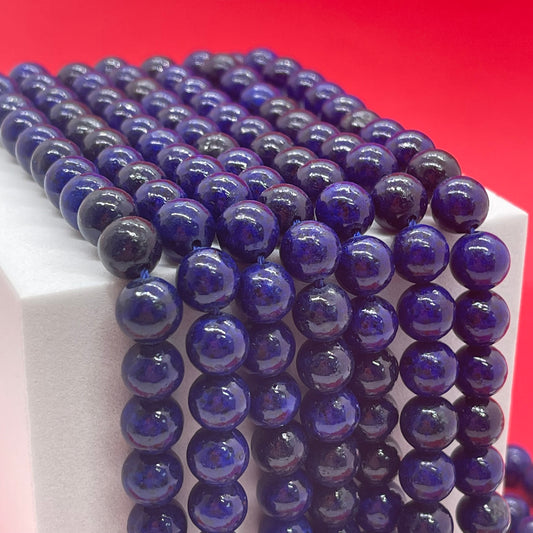Material: Lapislazuli  Dimension: 8mm  Color: blue  Quantity: 1 strand - 23 beads   SKU: 102543  The color may be different from the image due to different display devices and image alteration.     This material is durable. To extend its longevity, avoid exposing it to water, lotions, perfumes, or any other chemicals.