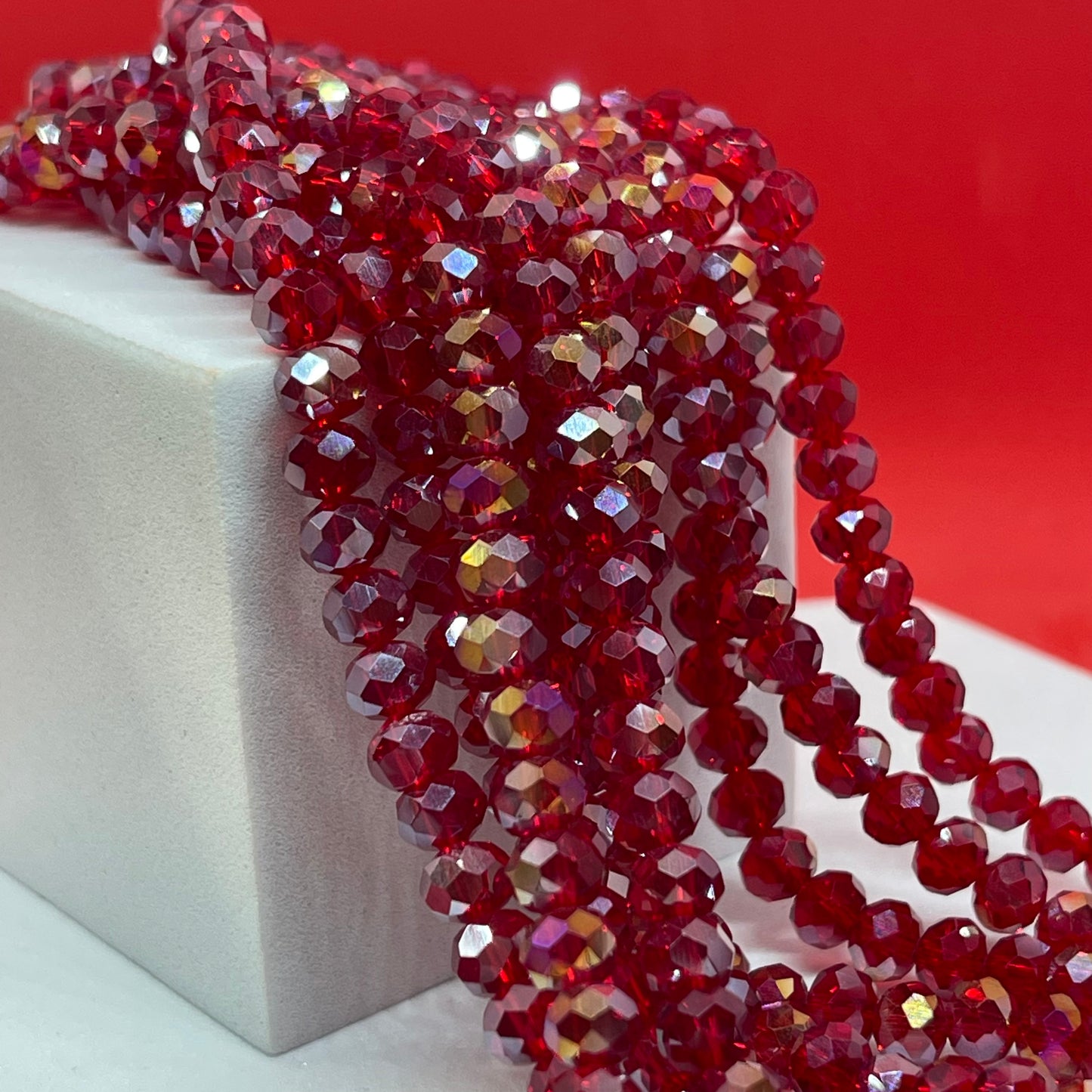 Cristal Rondelle Rojo AB