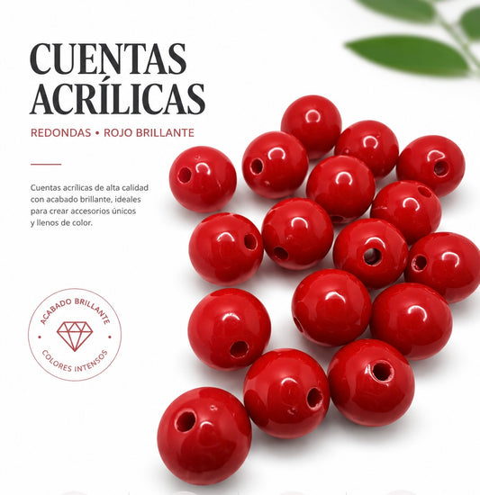 Cuentas en Acrílico tamaño 12 mm