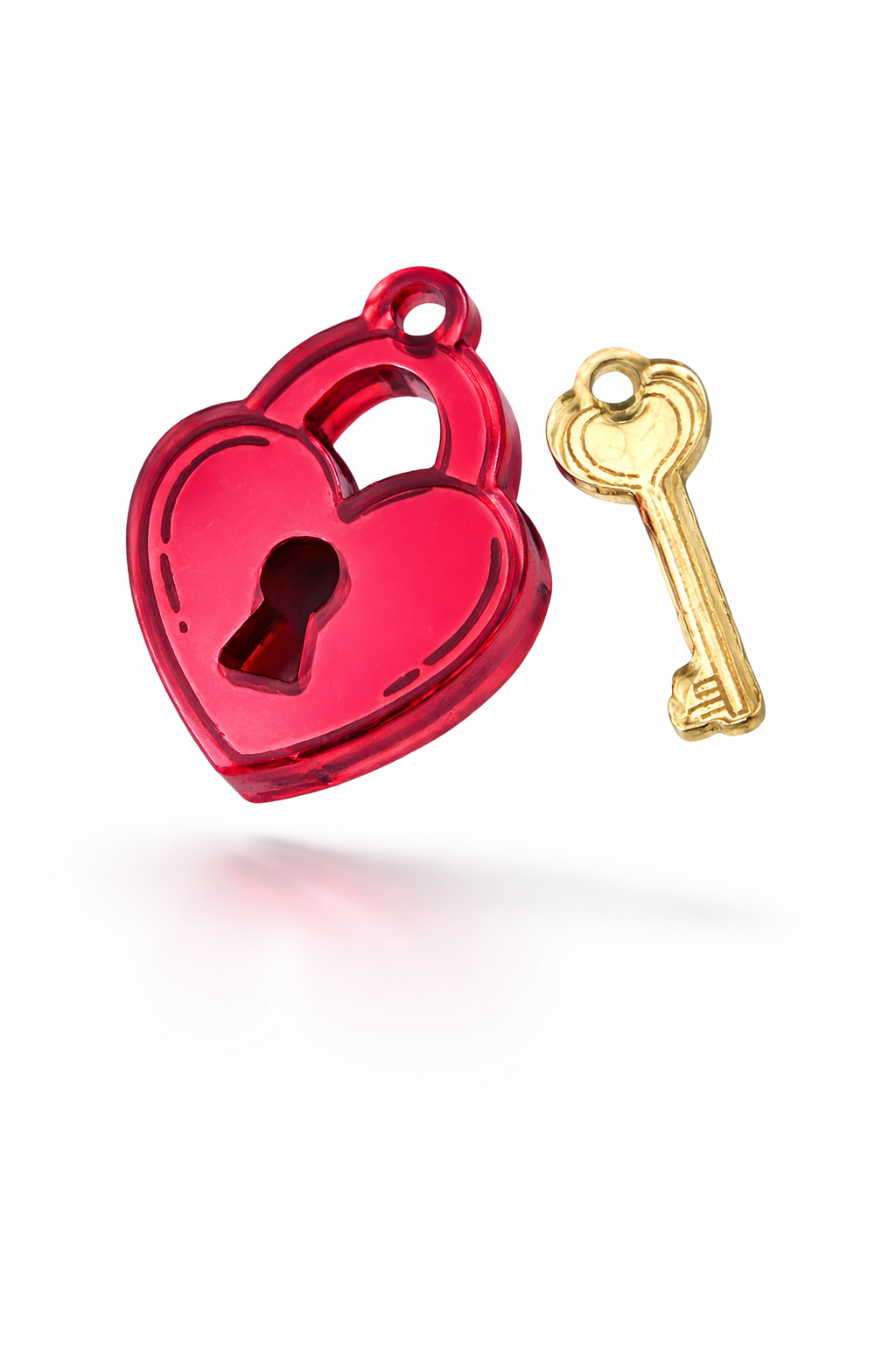 Charm de Candado Corazón con Llave en Acrílicos