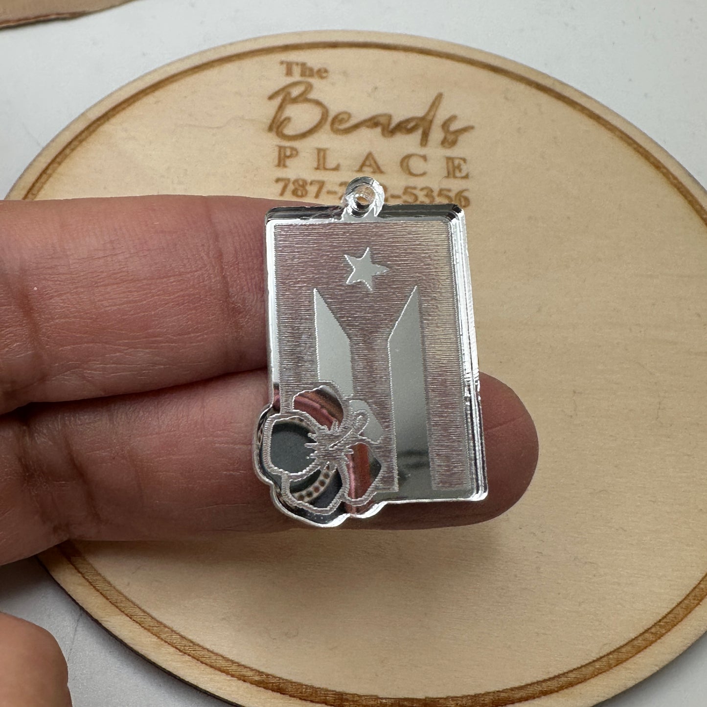 Bandera de Puerto Rico Acrílico Espejo Plata