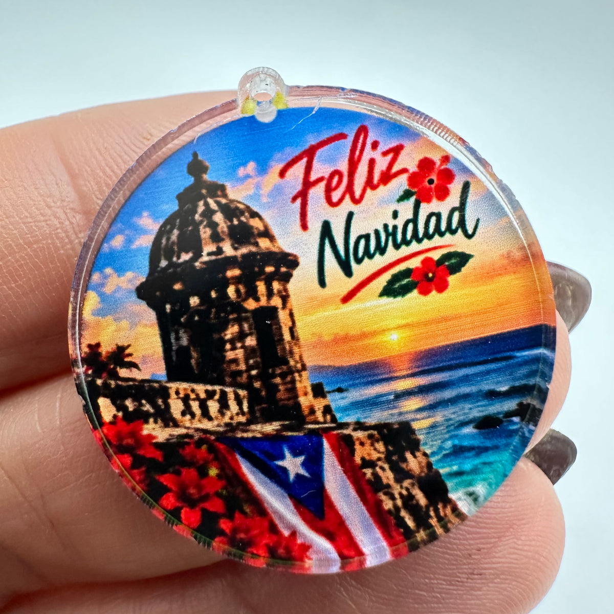 Feliz Navidad Charm en Acrílico