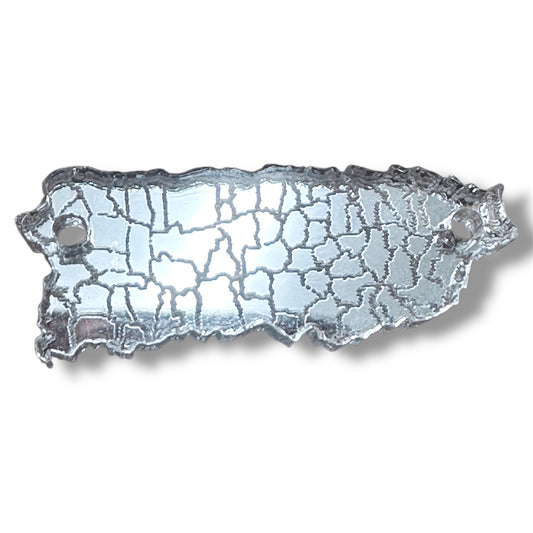 Mapa de Puerto Rico conector en Acrílico  Espejo Plata
