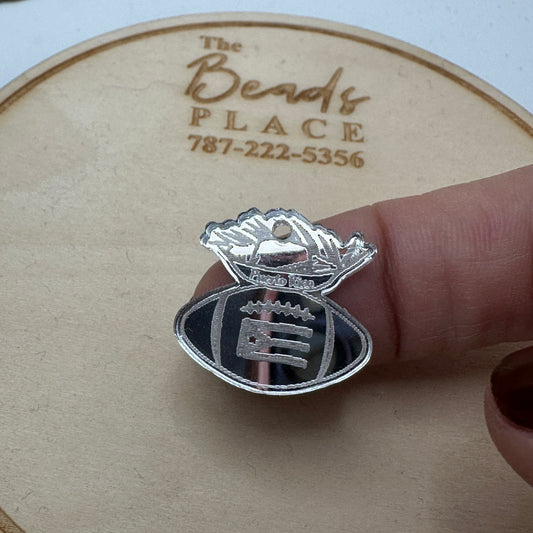 Charm de Bola de Futbol con pava en acrílico espejo espejo Plata