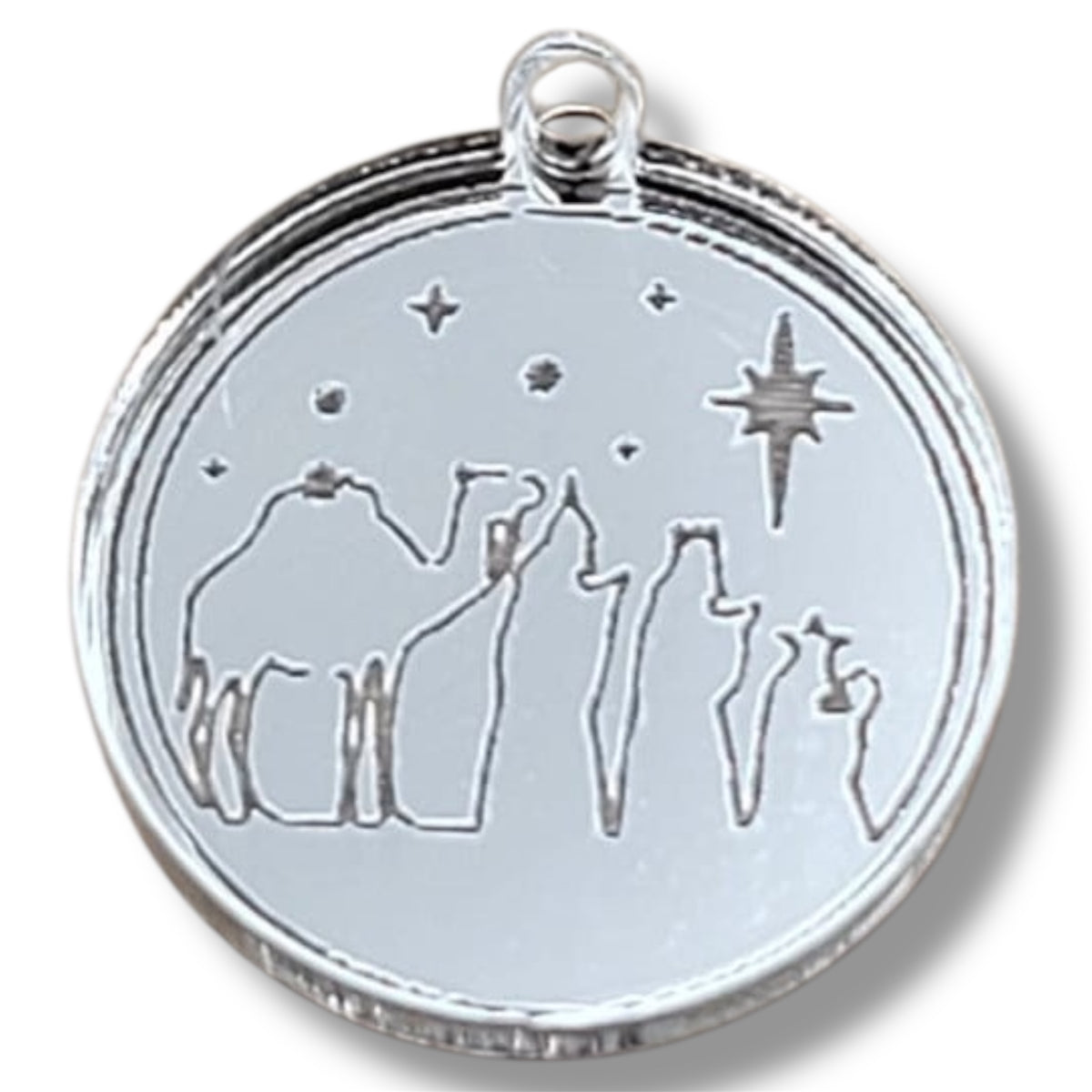 Reyes Magos Pendant Acrilico Espejo Plata