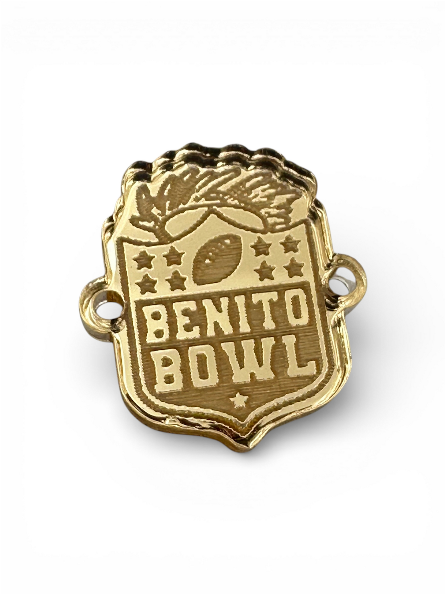 Superbowl   Pendant y conectores en acrílico espejo dorado. Variedad a escoger