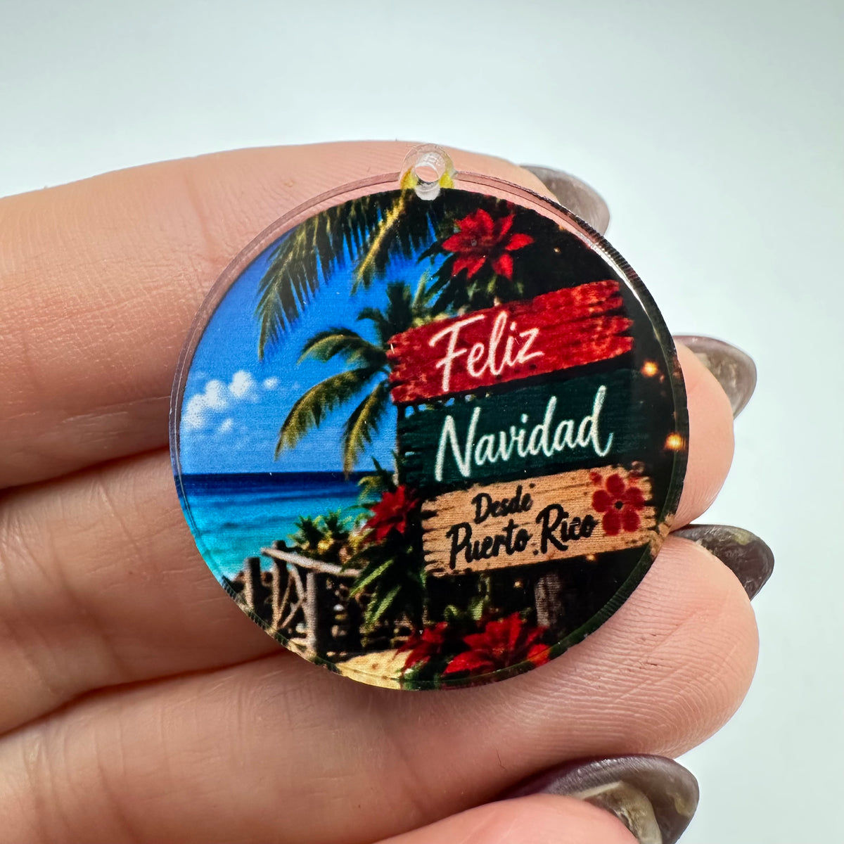 Feliz Navidad Charm en Acrílico