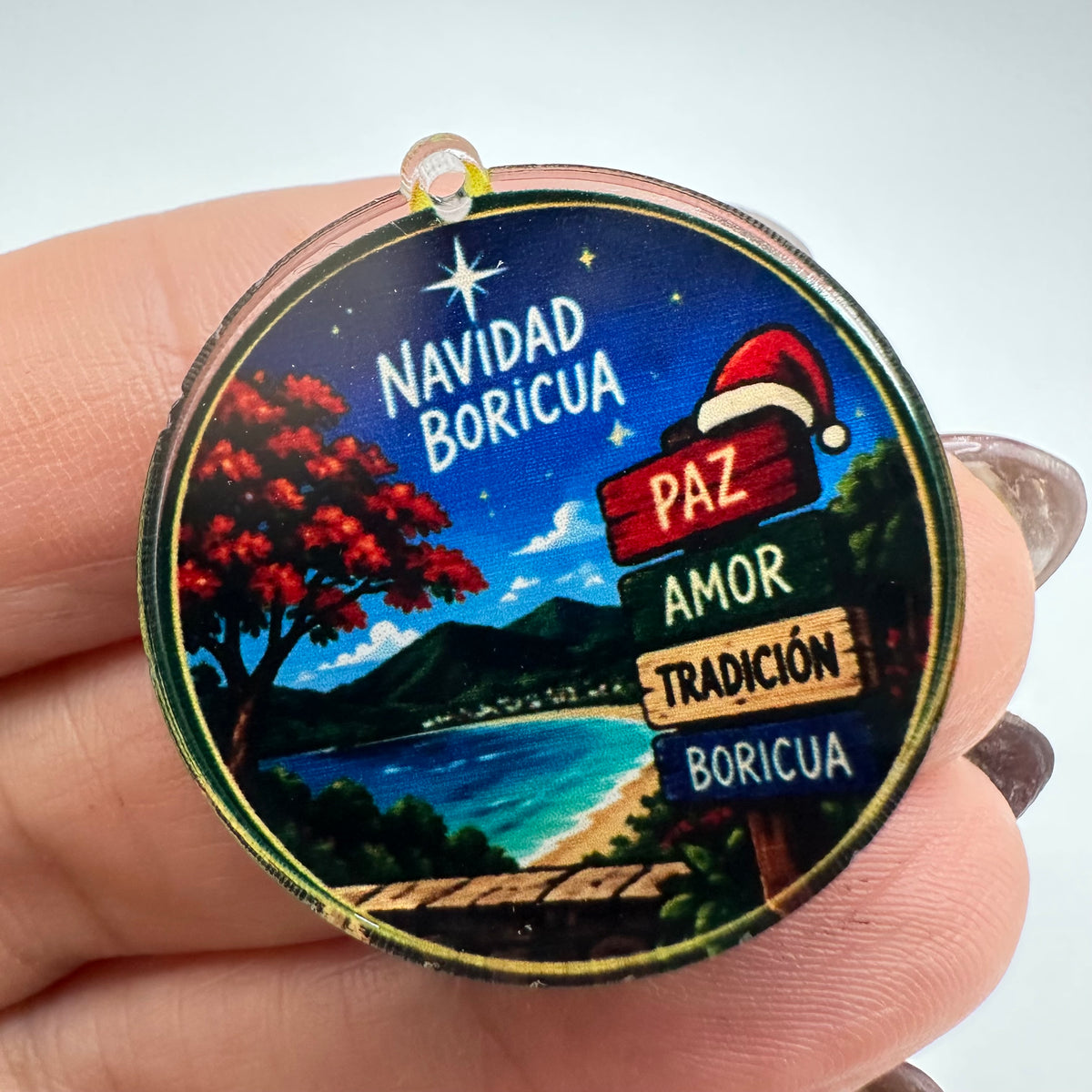 Feliz Navidad Charm en Acrílico