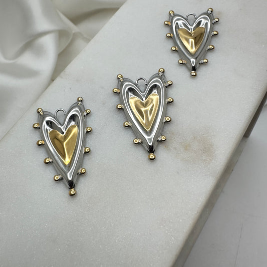 Charm Corazon dos Tonos en Stainless Steel