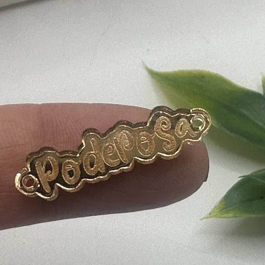 Frase “Poderosa” en Acrílico Dorado