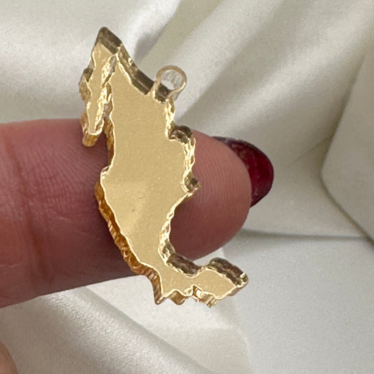 Pendant de  Mapa de Mexico en Acrílico Dorado
