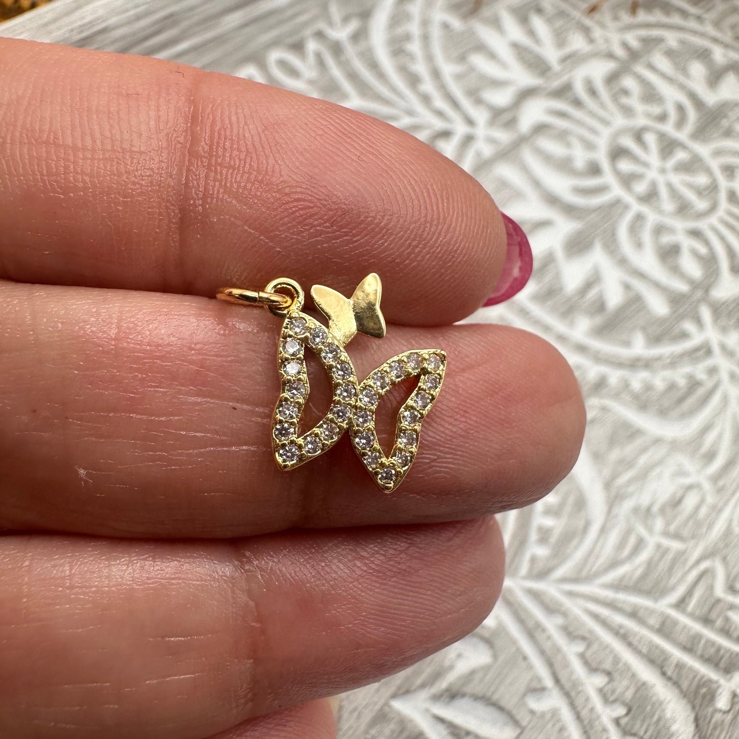 Charm de Mariposa Doble Enchapado en Oro 18k