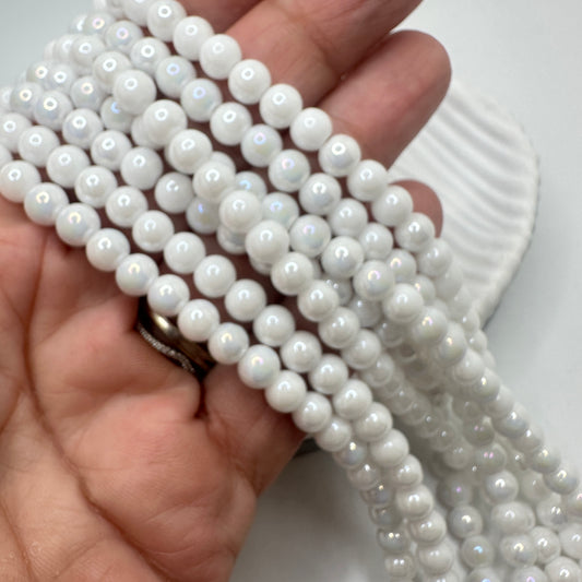 Cristal Redondo Blanco Tornasol 6mm