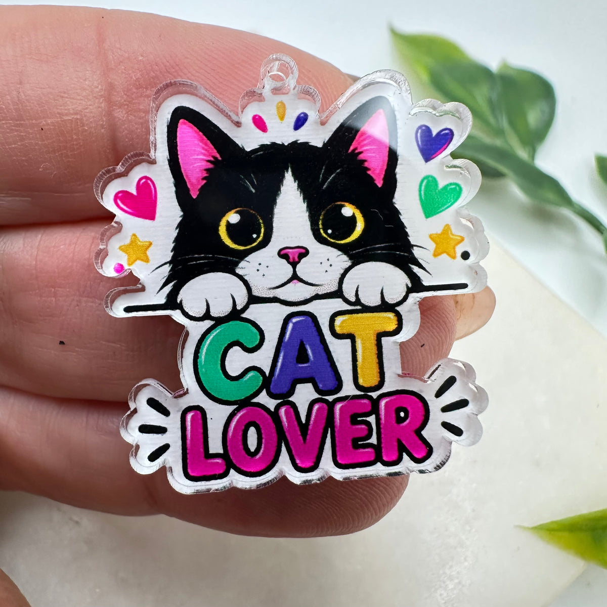 Cat Lover frase en acrílico impreso