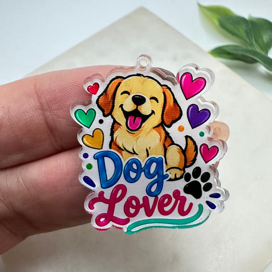 Dog lover Charm en acrílico impreso