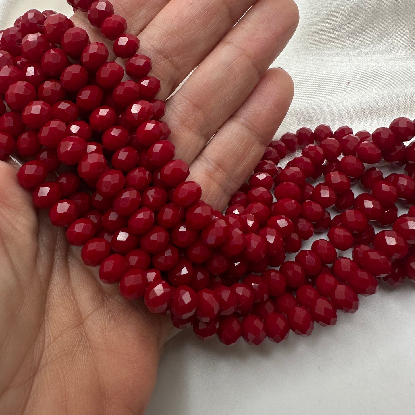 Cristal Rondel Rojo Vino 8mm