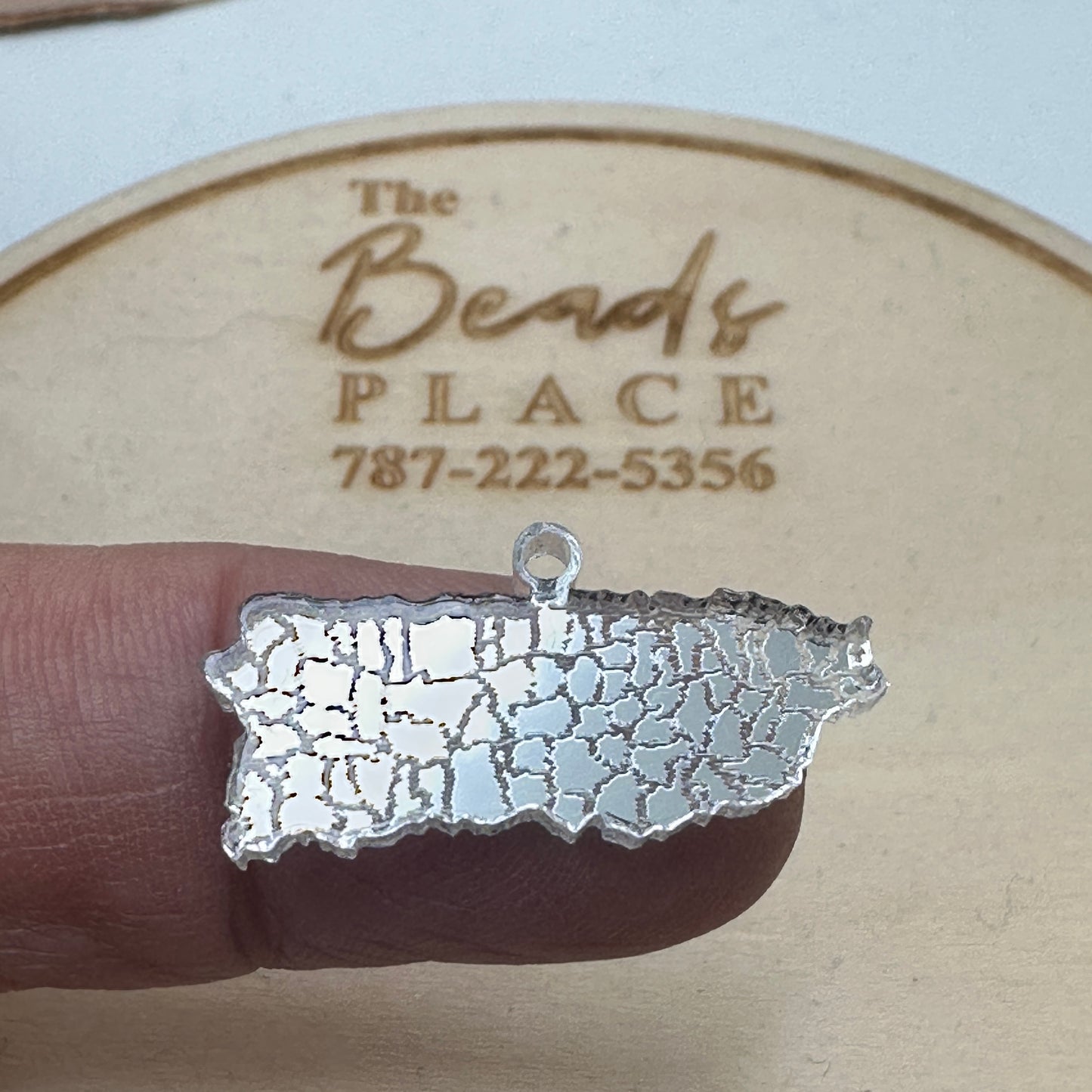 Mapa Puerto Rico acrílico espejo Plata