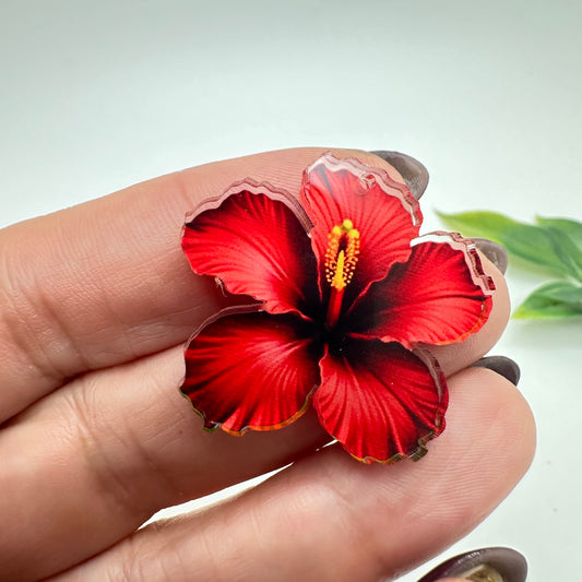 Flor de Maga  Roja con fondo Negro Acrílico impreso