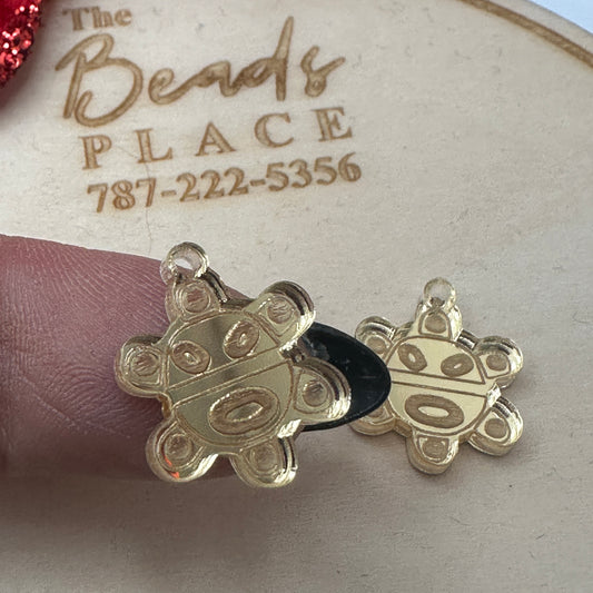 Charm Sol Taino Acrílico Espejo Dorado