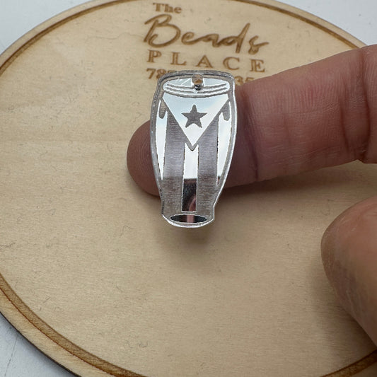 Charm de Conga en Acrílico Espejo Plata