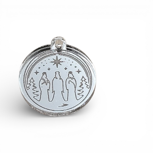 Reyes Magos Pendant Acrilico Plata Espejo
