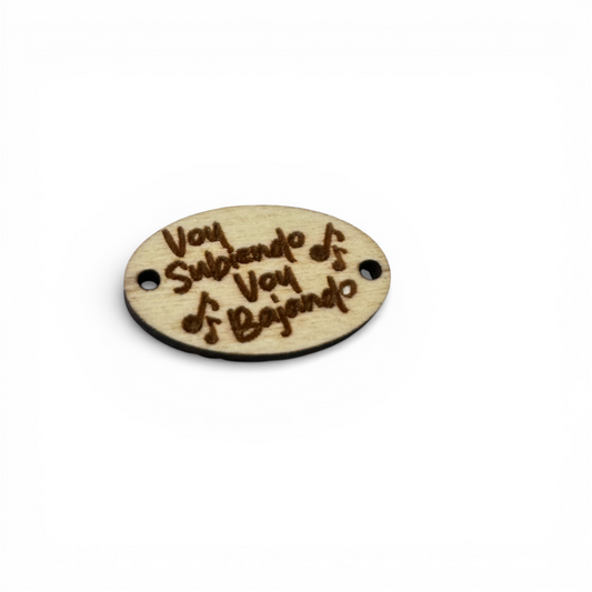 Conector de Madera Engravado en láser con Frase “Voy Subiendo Voy bajando”
