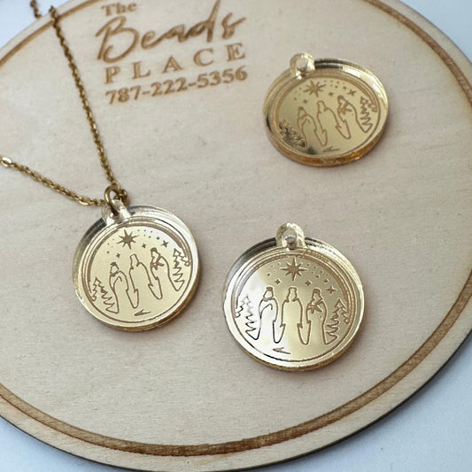 Reyes Magos Pendant Acrilico Dorado Espejo