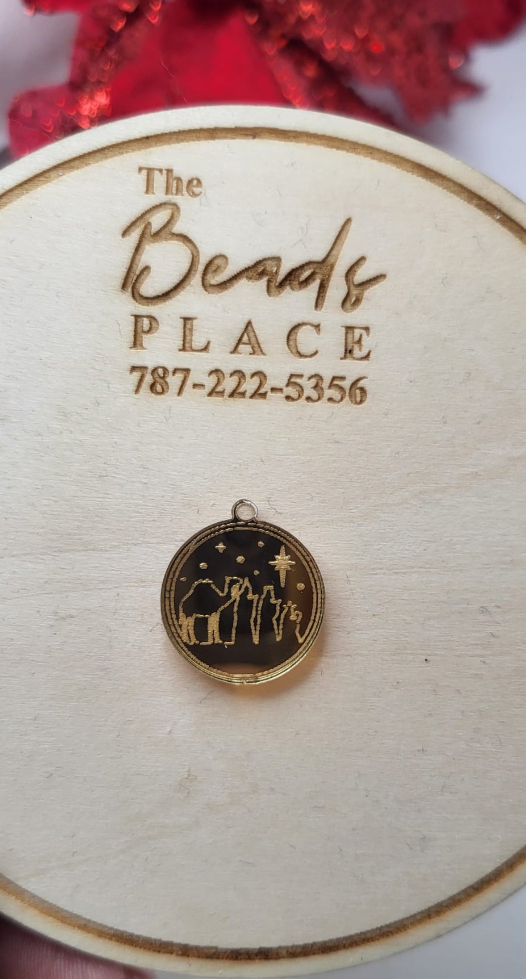 Reyes Magos con Camello Pendant Dorado Espejo