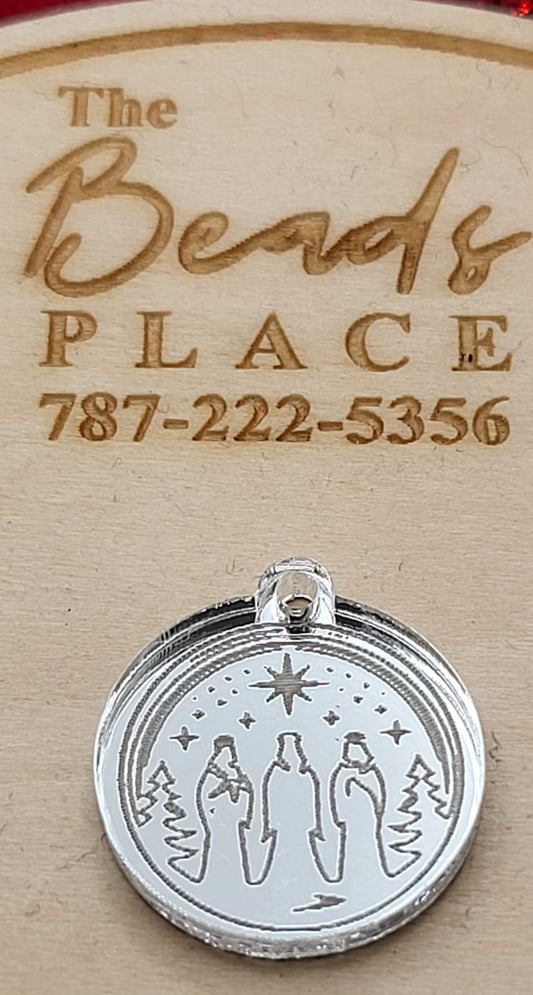 Reyes Magos Pendant Acrilico Plata Espejo
