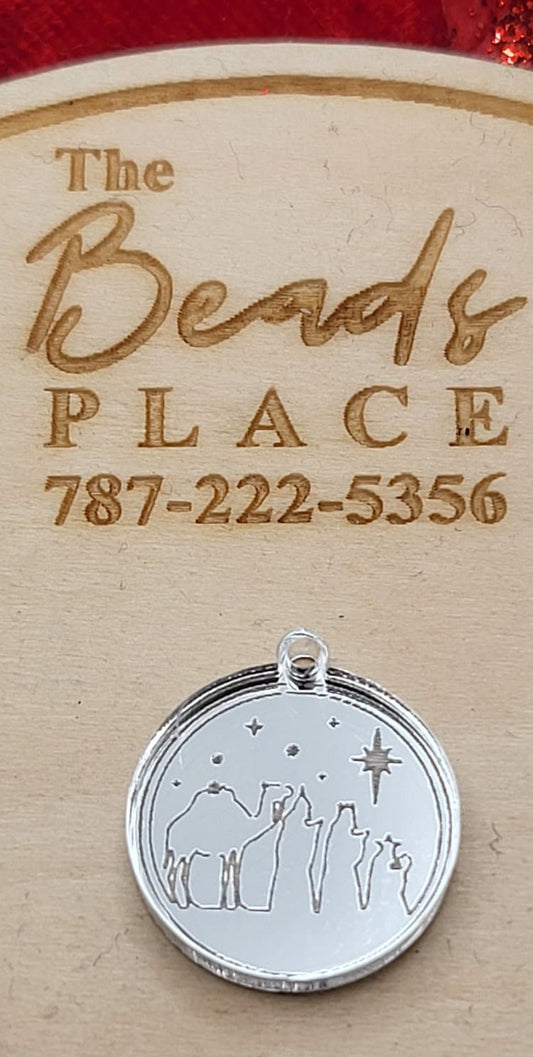 Reyes Magos Pendant Acrilico Espejo Plata