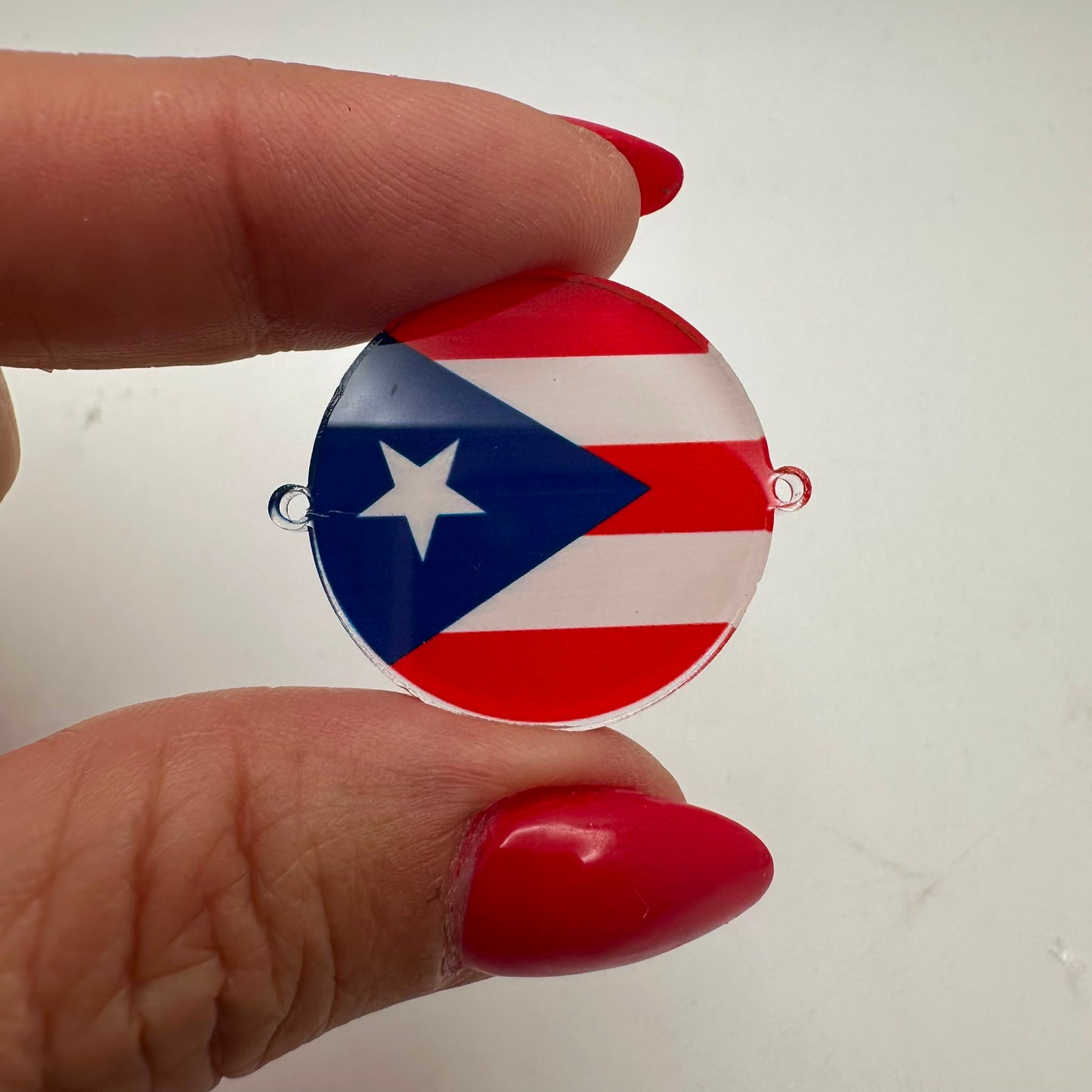 Bandera de Puerto Rico Conector Acrilico Clear Redondo Azul Oscuro