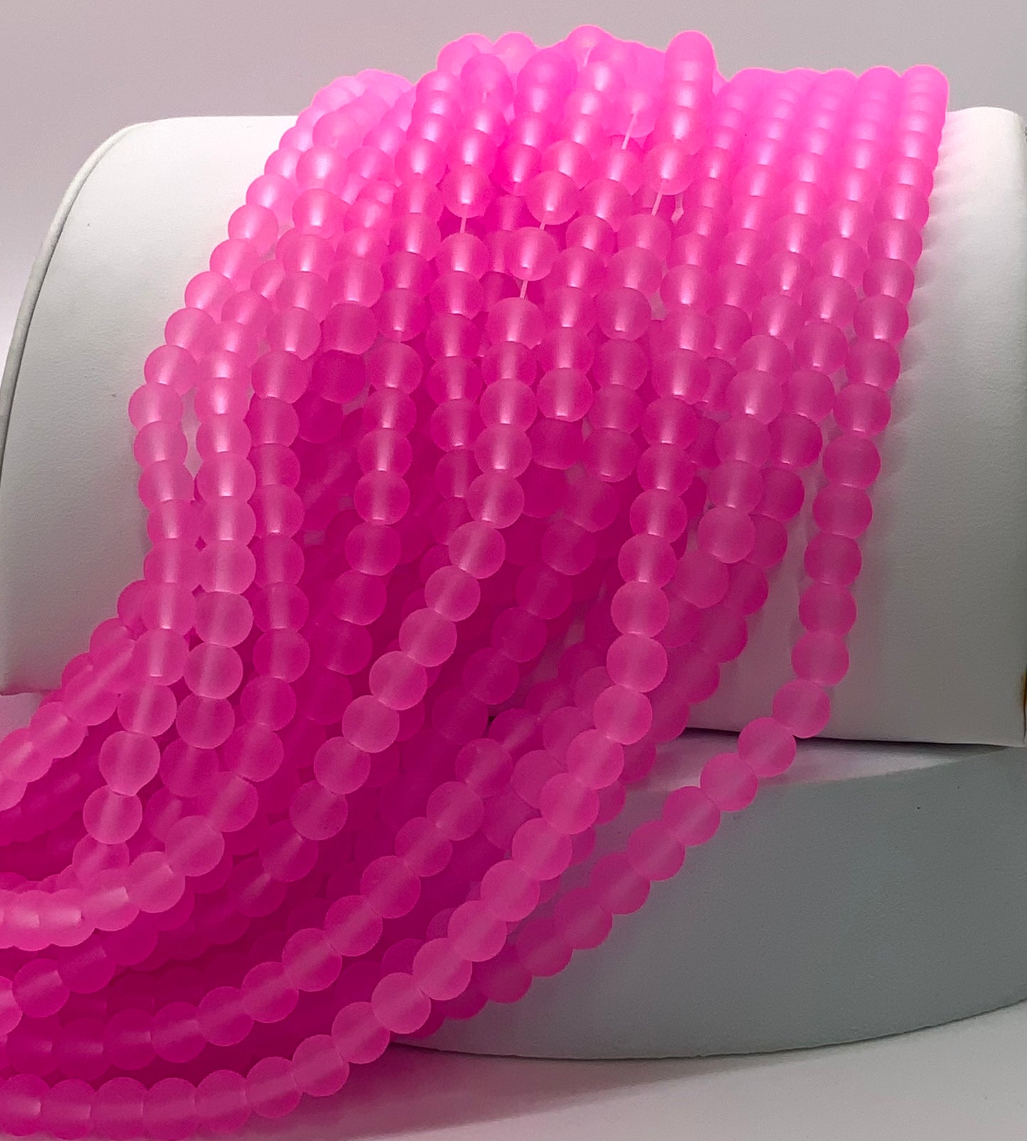 Cristales Frosteados Rosados (Frosted Glass Pink) 6mm