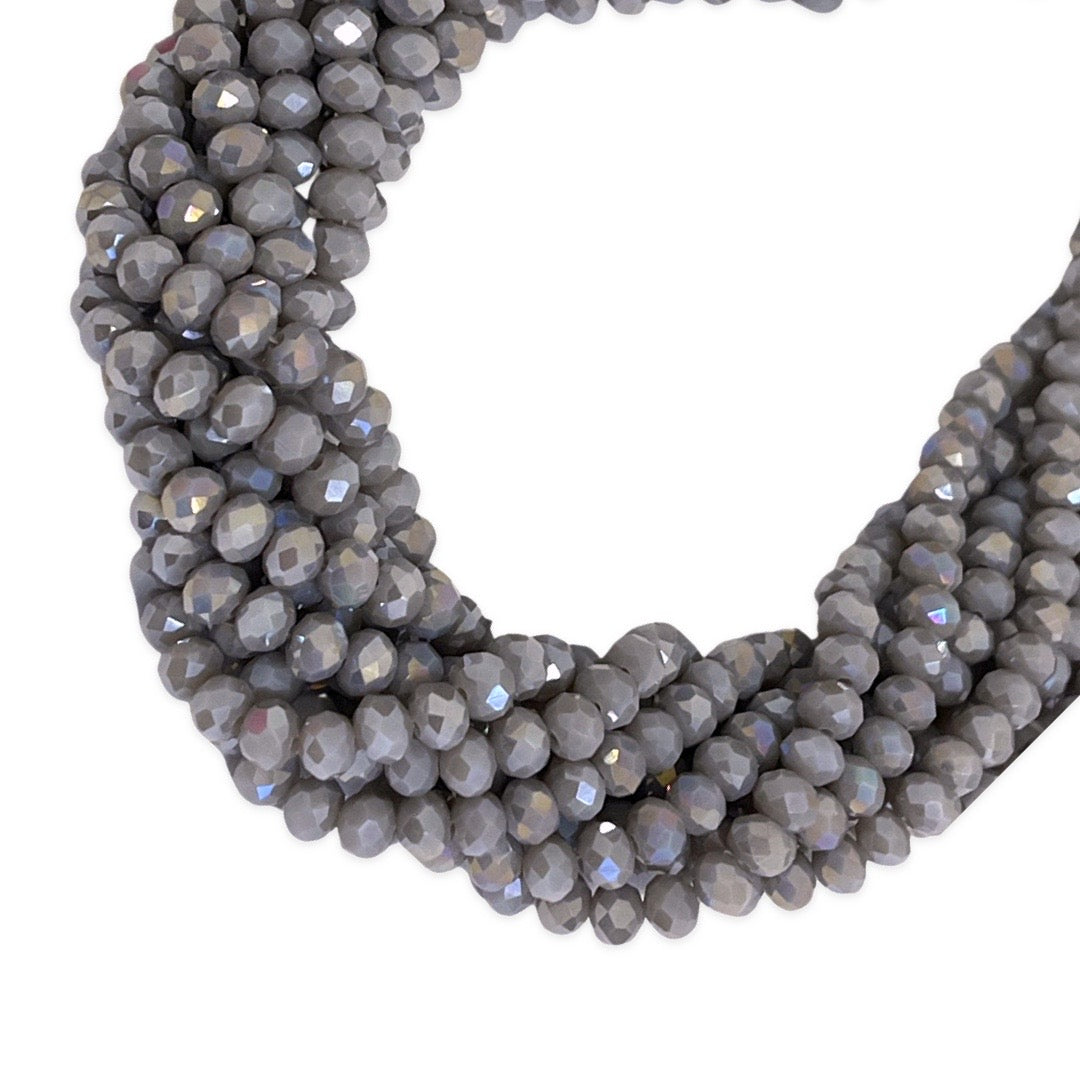 Cristal Rondelle Dark Grey Perlado 6mm