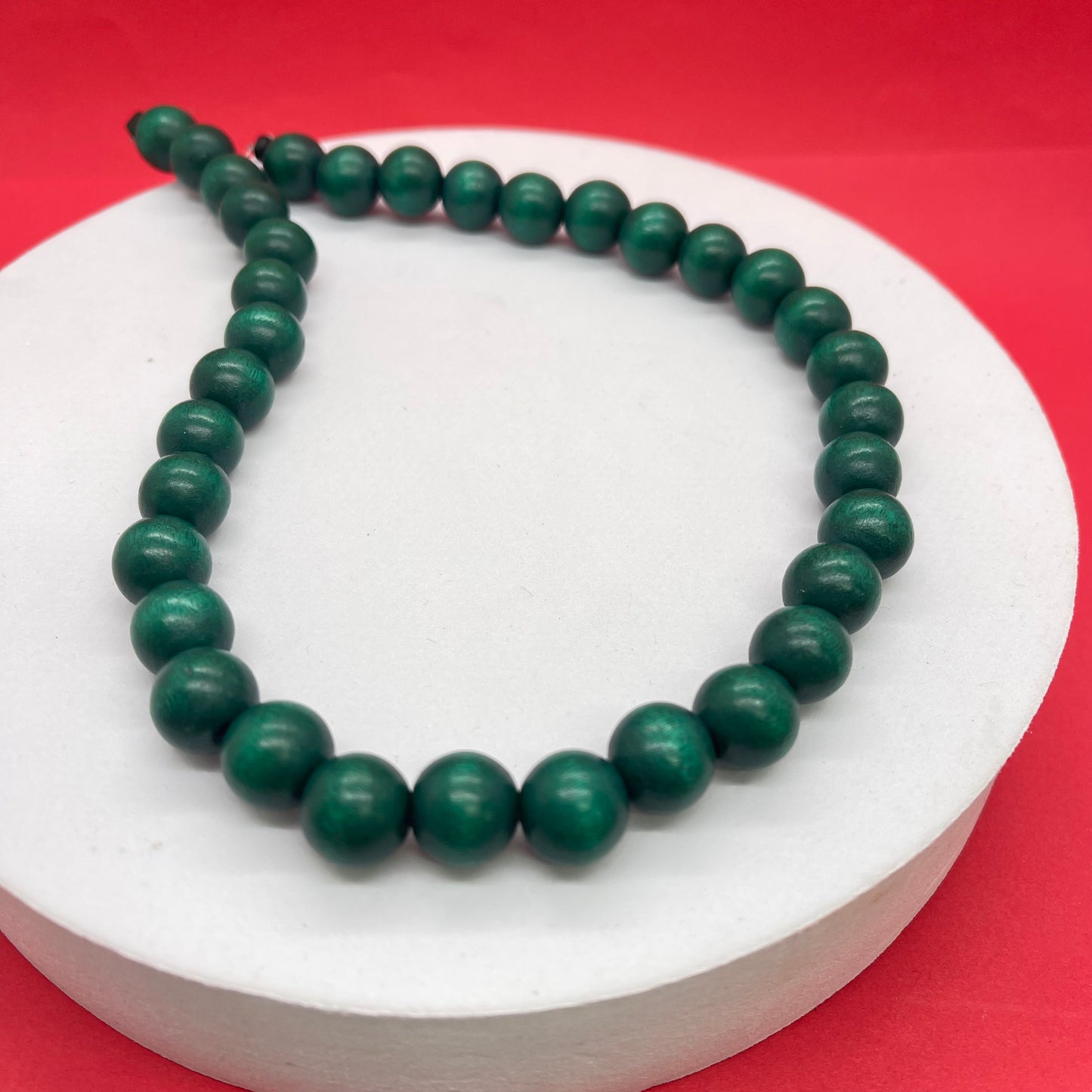 Beads Madera Verde Oscuro 12mm